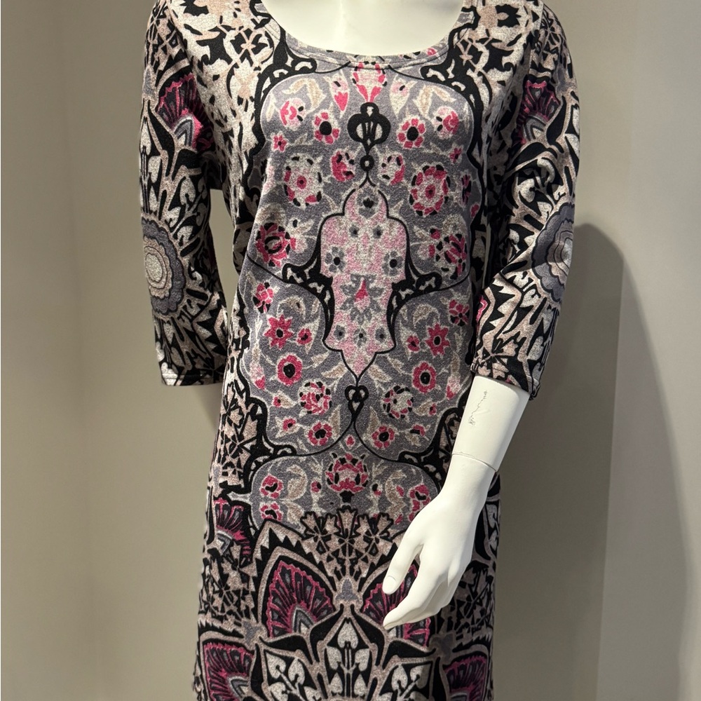 Papillon Blanc Pink and Black 3/4 Sleeve Dress